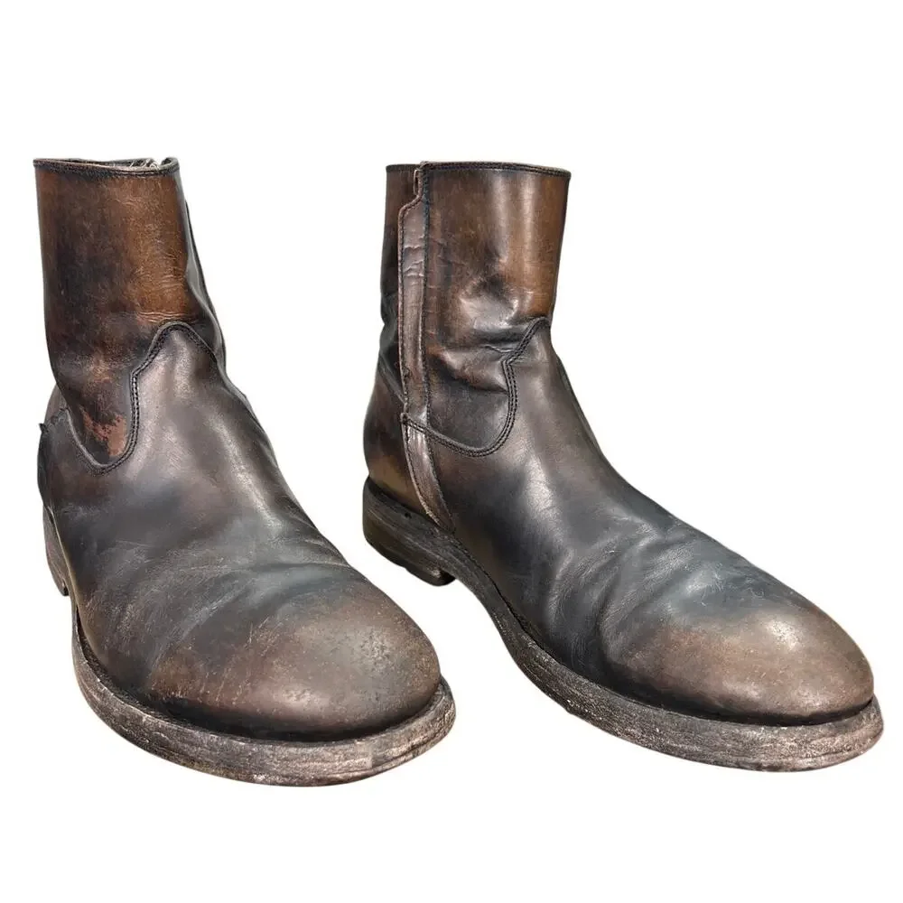 Frye Men’s Bowery Brown Leather Side Zip Chelsea Boot Size US 9 D